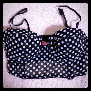 Black and white polka dot bustier removable straps